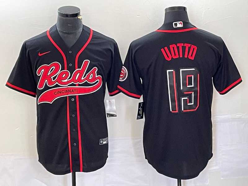 Men%27s Cincinnati Reds #19 Joey Votto Black 2023 City Connect Cool Base Stitched Jersey->cincinnati reds->MLB Jersey